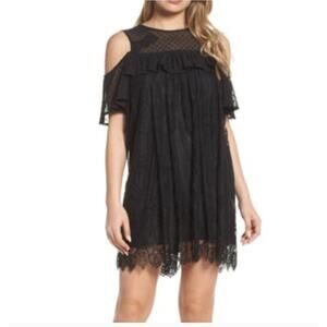 Anthropologie Foxiedox Dress Women Small Black Babette Lace Cold Shoulder Mini